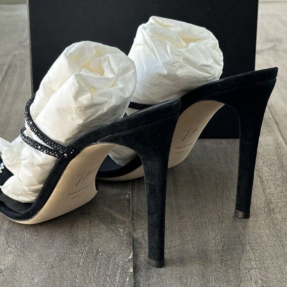 Giuseppe Zanotti Women's US Size 8.5 Embellished High Heel Slide Sandals Black - Picture 10 of 16